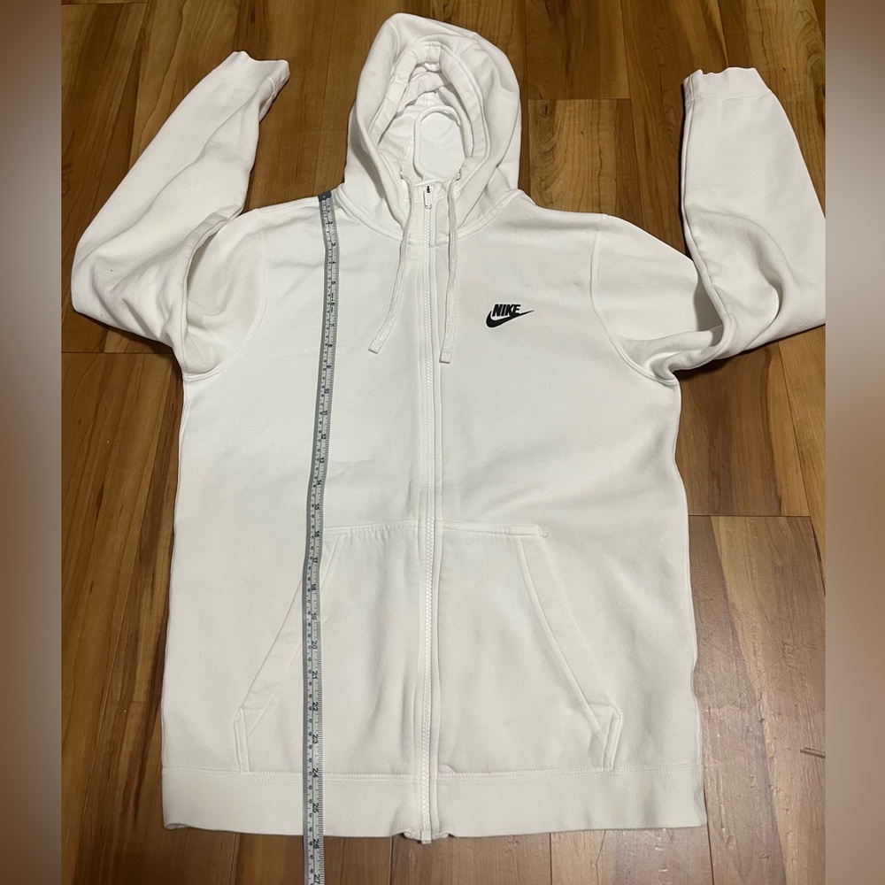 Nike White Full Zip Hoodie Small Women’s Classic Logo Athleisure Sweatshirt - Picture 10 of 10